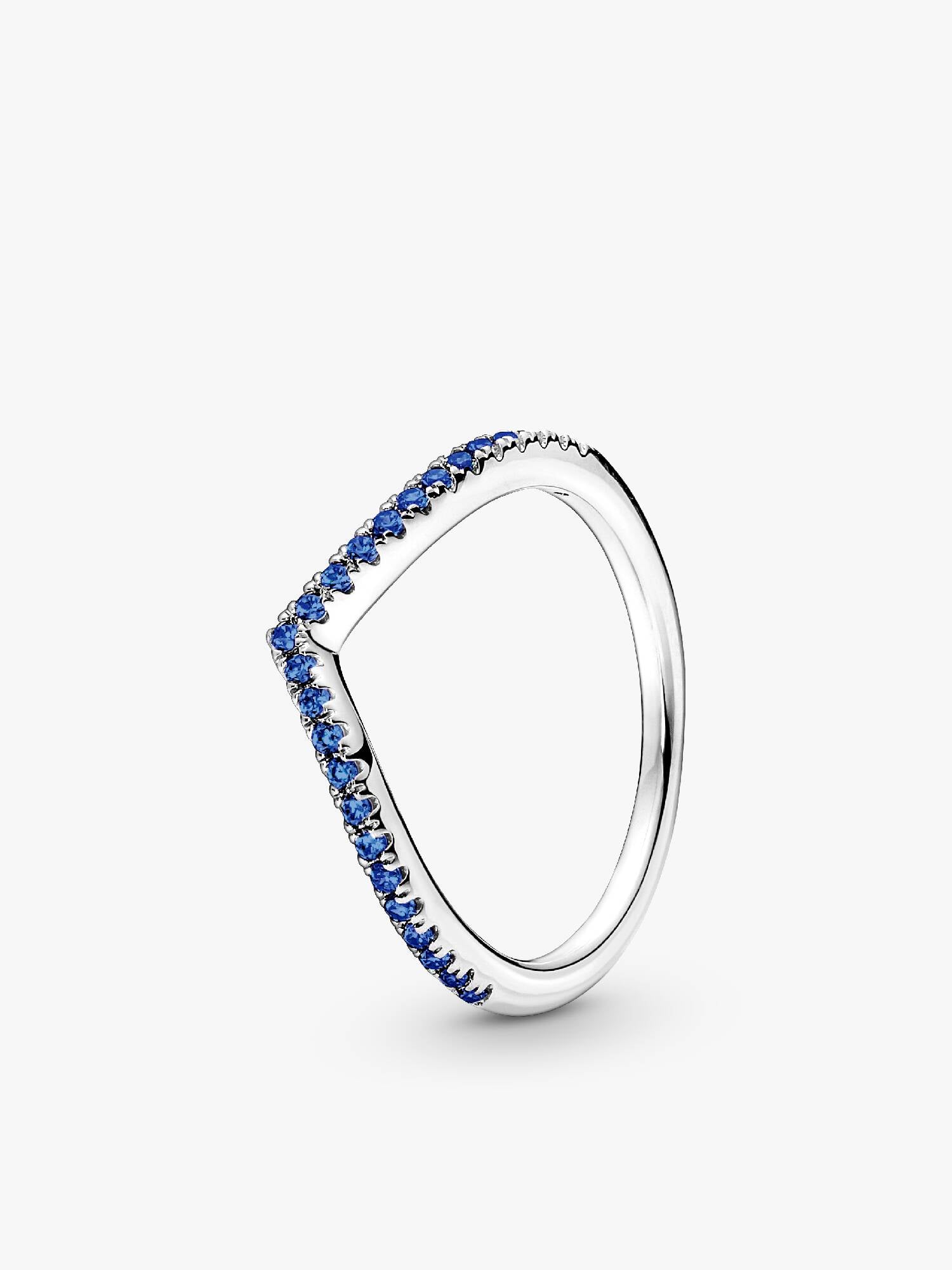 Pandora Timeless Sprankelend Blauwe Wishbone Ring