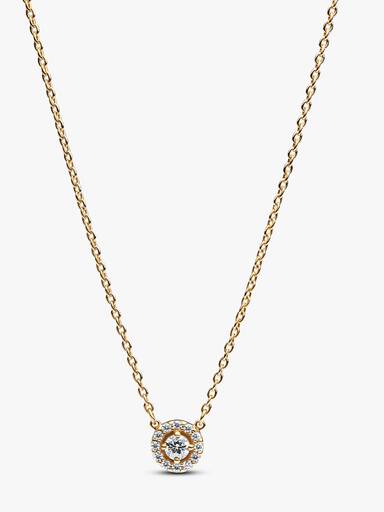 Halsketting met hanger met ronde halo en pavé