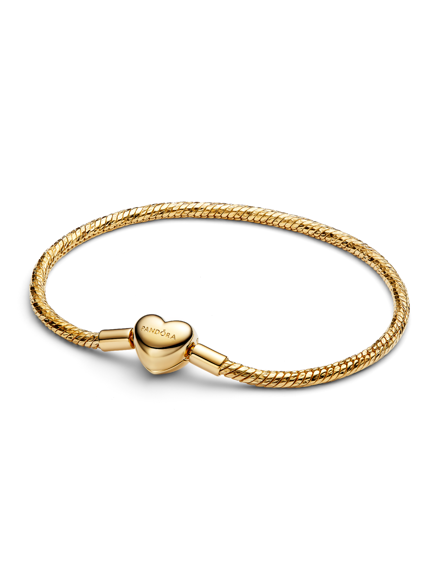 Snake-chain armband met facet geslepen schakels en hartsluiting