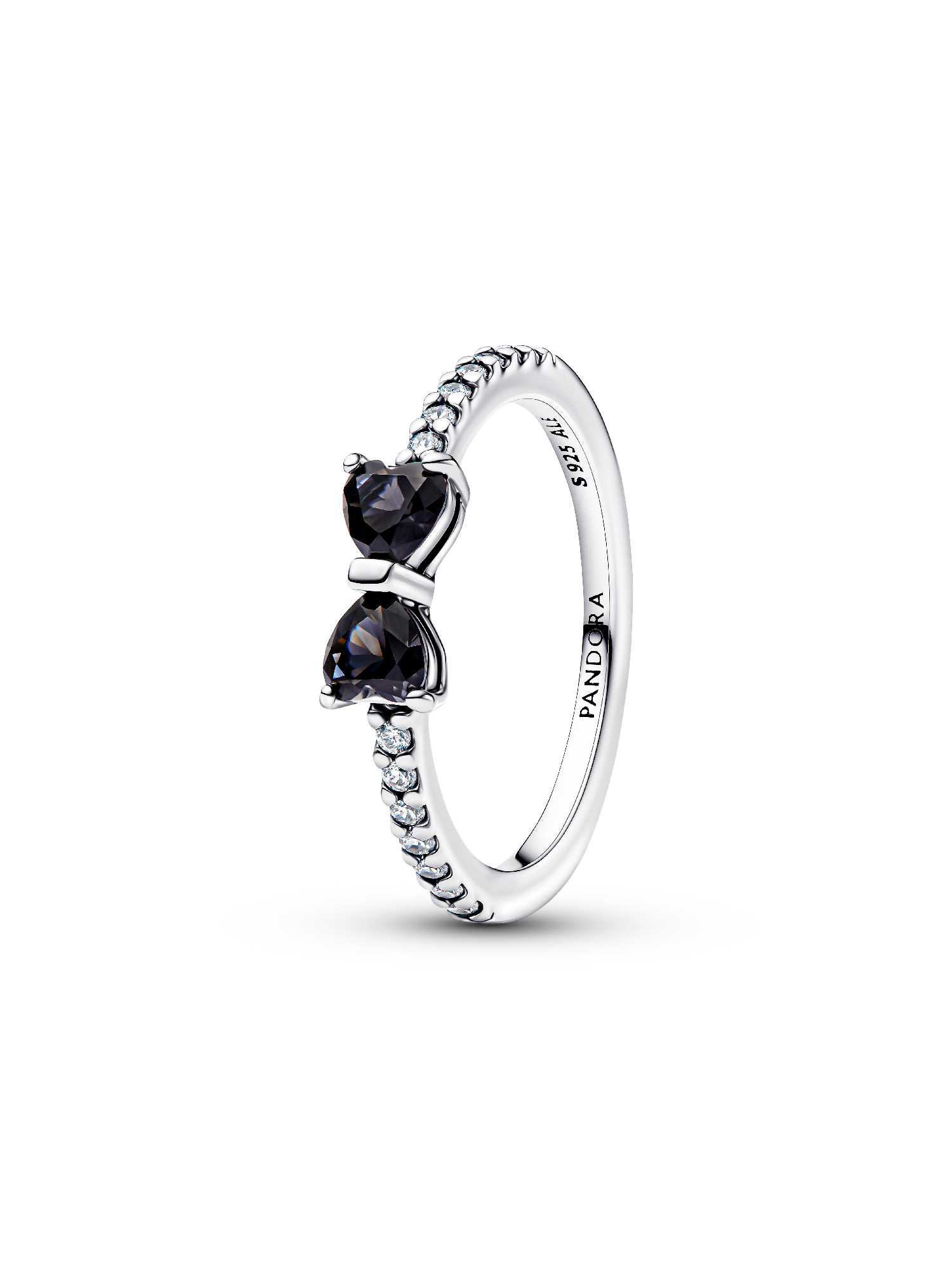Sprankelende ring met zwarte strik