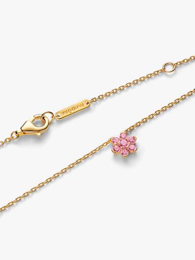 Sprankelende Ketting met Roze Bloemhanger
