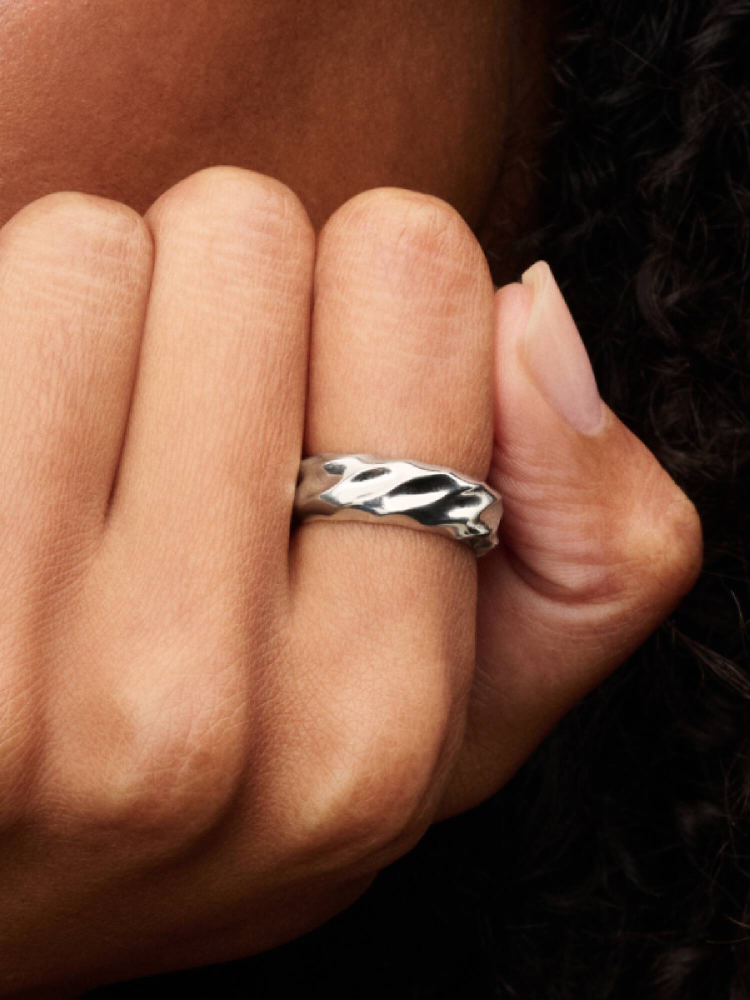 Geribbelde Brede Band Ring
