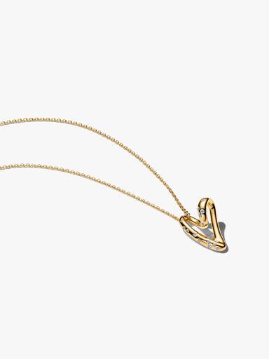 Organisch Gevormde Steengezette Hartvormige Ketting met Hanger