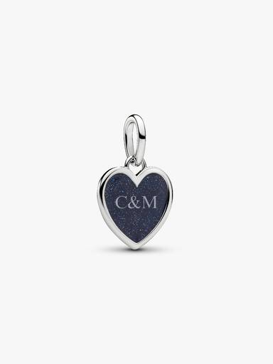 Graveerbaar Blauw Hart Hangende Bedel