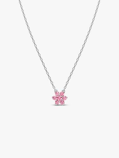 Sprankelende Ketting met Roze Bloemhanger