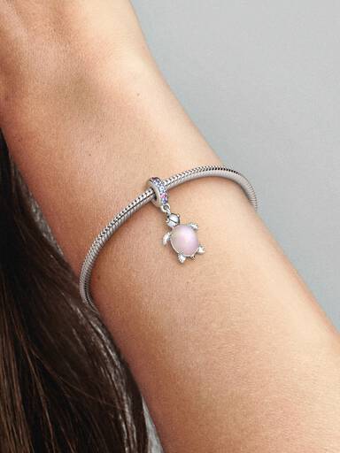 Muranoglazen Roze Zeeschildpad Hangende Bedel