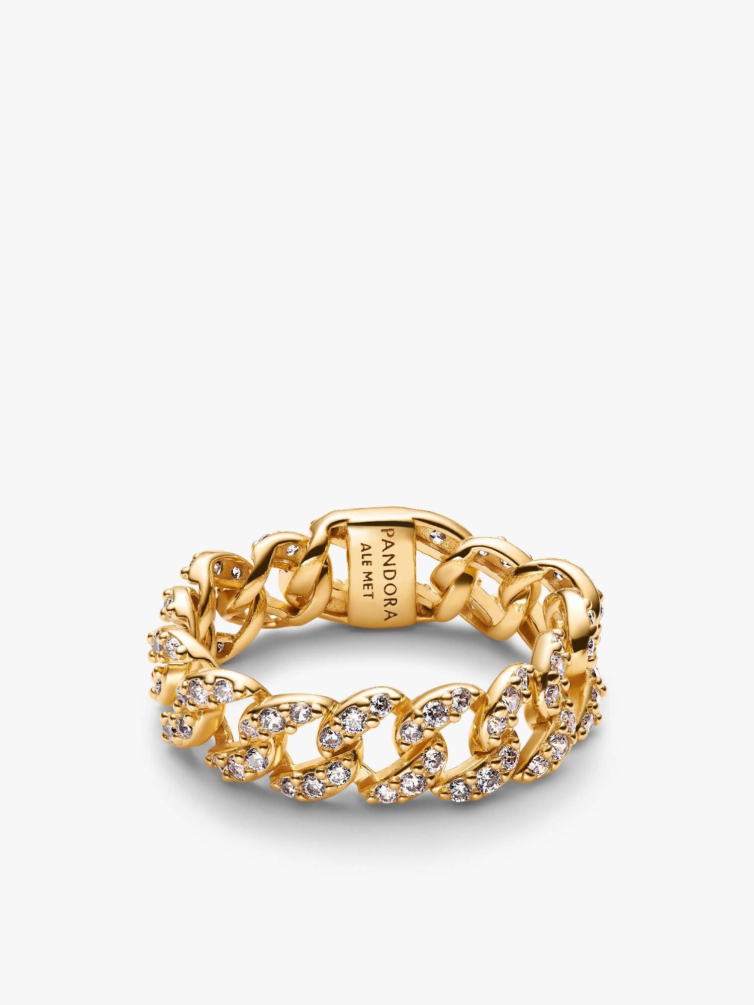 Ring met pavé en Cubaanse schakel