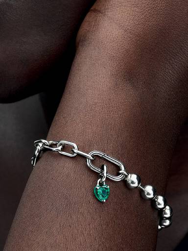 Pandora ME Groene Paarse Chakra Hart Mini Hangende Bedel