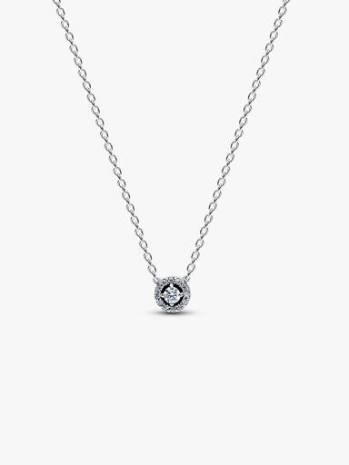 Halsketting met hanger met ronde halo en pavé