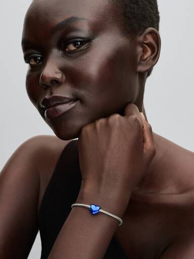 Metallic Blauwe Hart Bedel