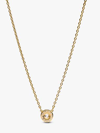 Halsketting met hanger met ronde halo en pavé