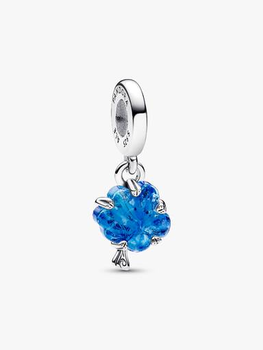 Blauwe muranoglas stamboom hangende bedel