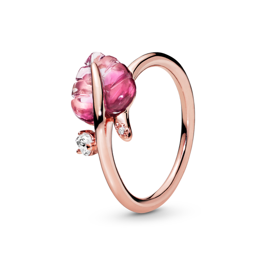 Roze Muranoglas Blad Ring