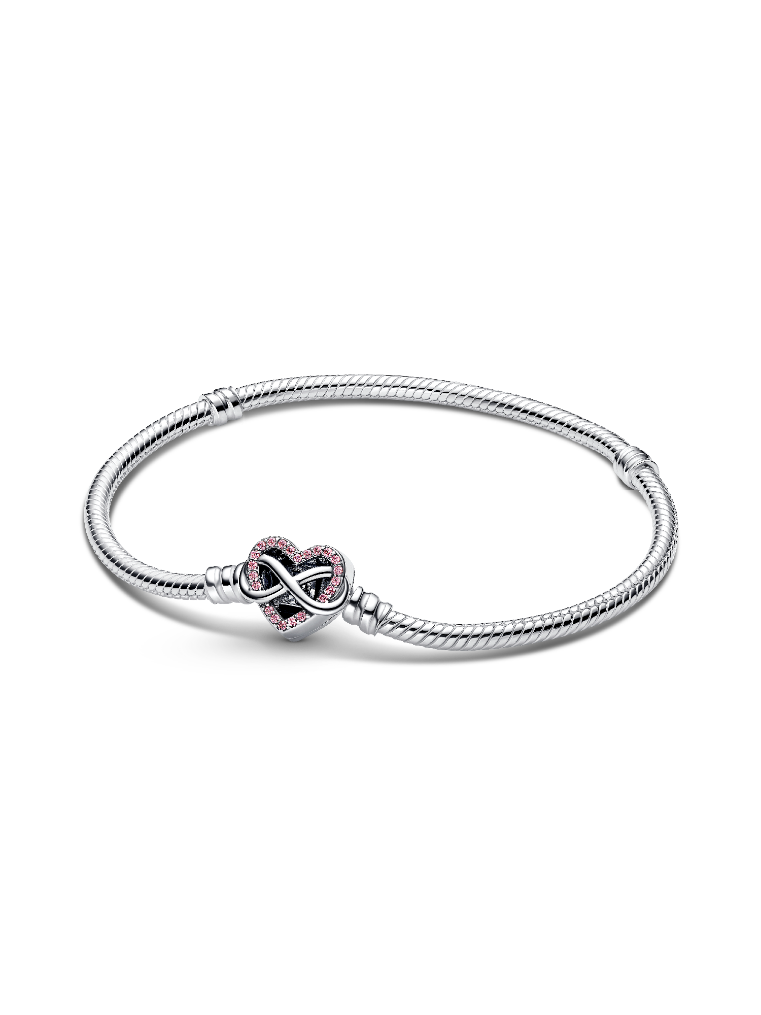 Sprankelende Roze Infinity Hartsluiting-slangenschakelarmband