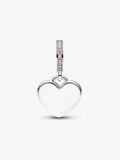 Graveerbare hart roze steen hangende bedel
