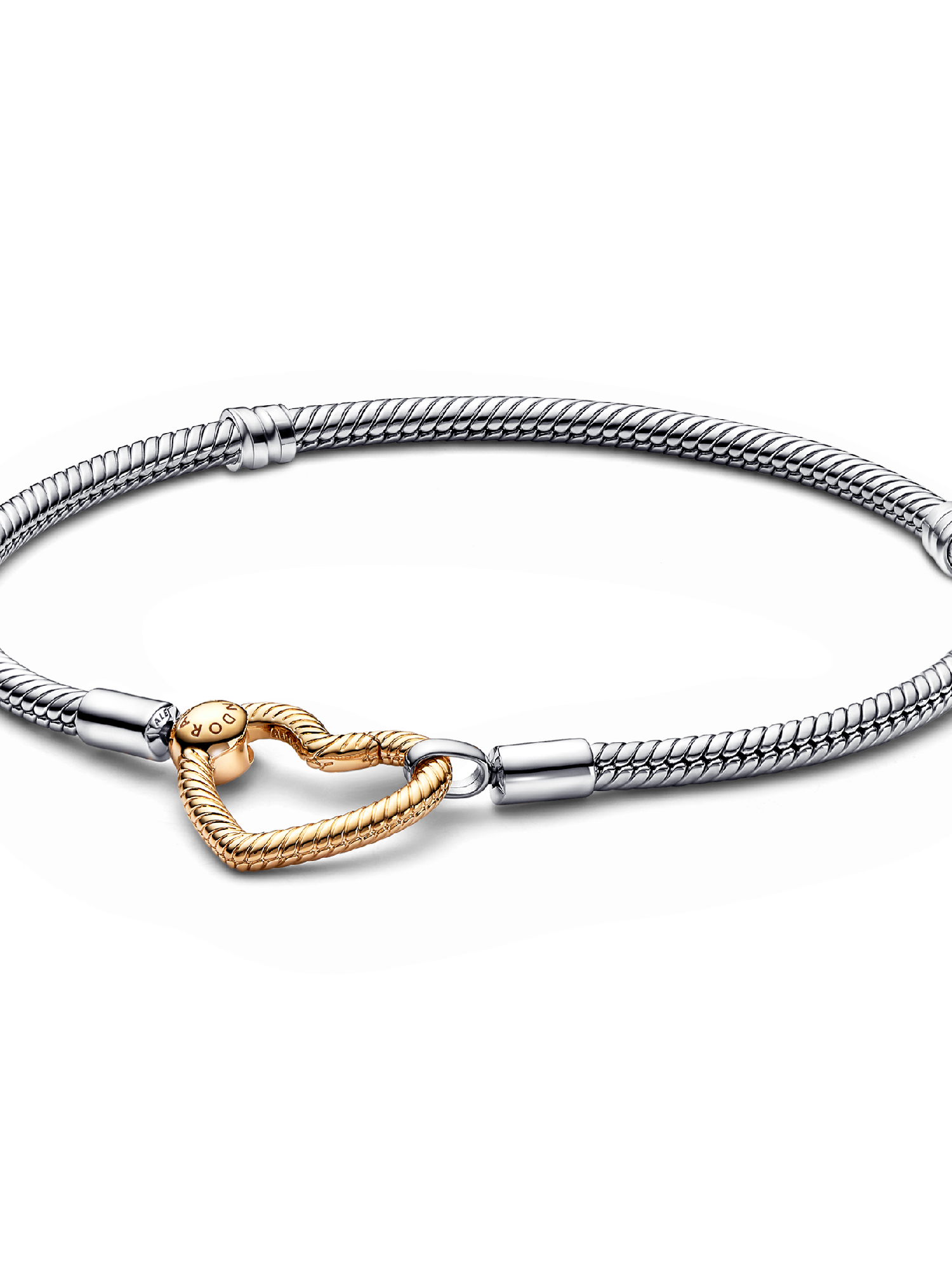 Pandora Moments snake chain-armband met hartsluiting