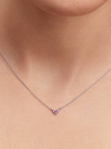 Drie Roze Stenen Hart Halsketting