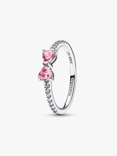 Sprankelende ring met roze strik