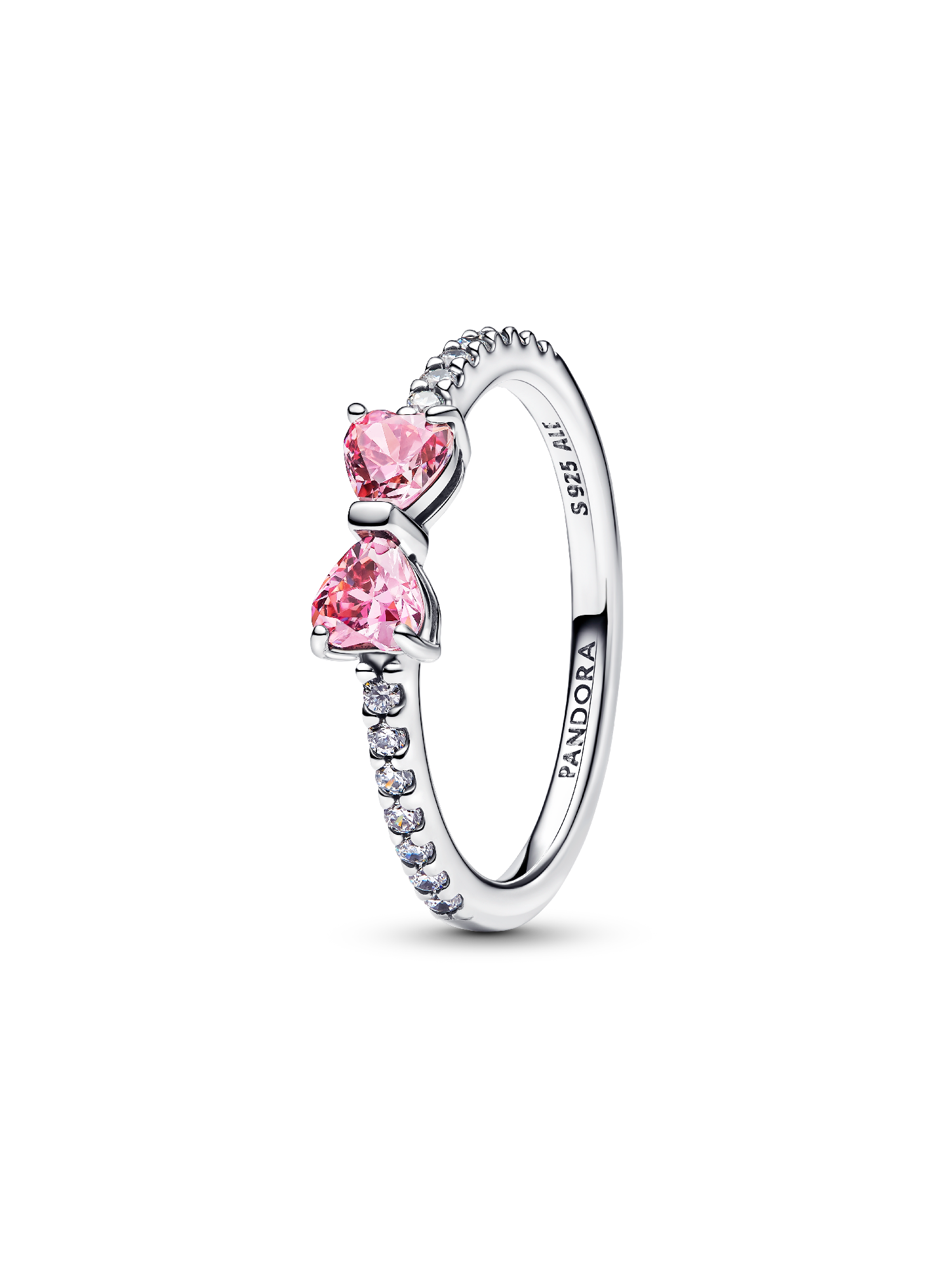 Sprankelende ring met roze strik