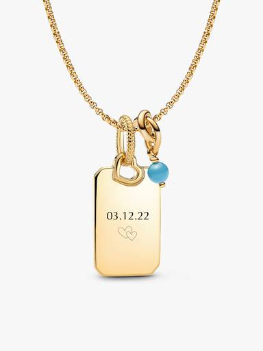 December eeuwigheid cirkel bedel hanger & graveerbare hanger ketting set