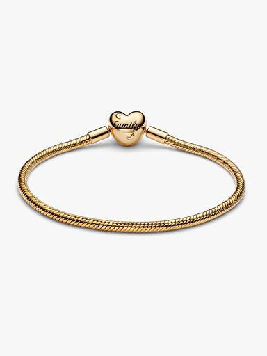 Slangenschakelarmband met stamboommotief en hartvormige sluiting