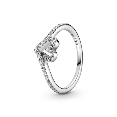 Sprankelende Wishbone Heart Ring