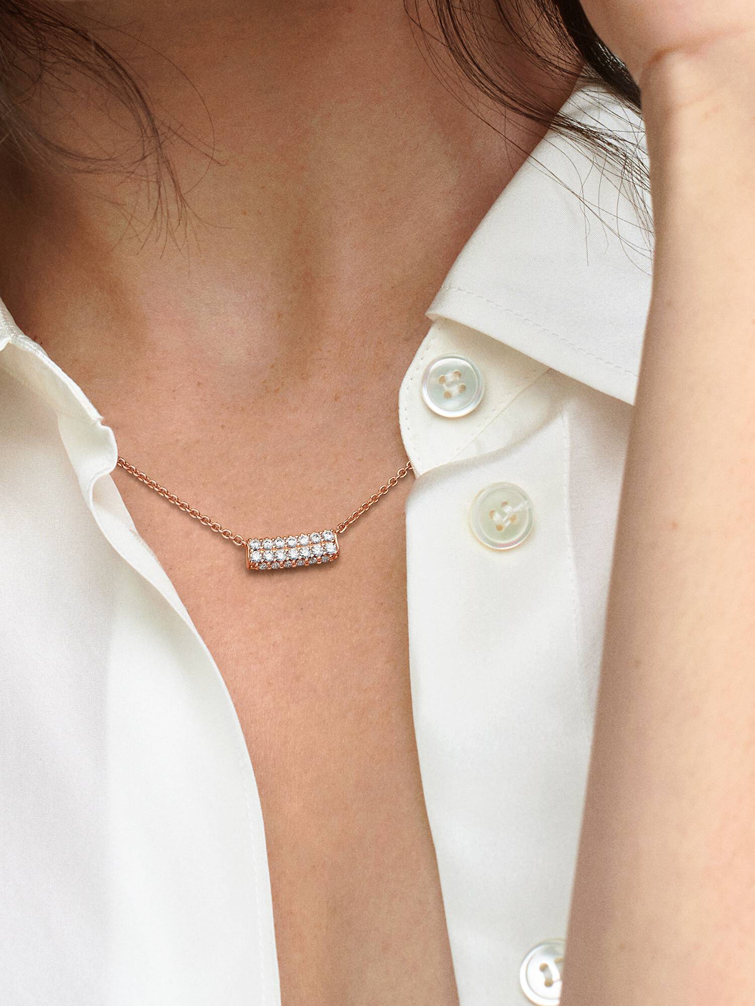 Pandora Timeless-halsketting met balkje met dubbele rij pavé