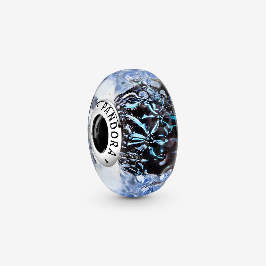 Golvende Donkerblauwe Muranoglazen Bedel | Pandora