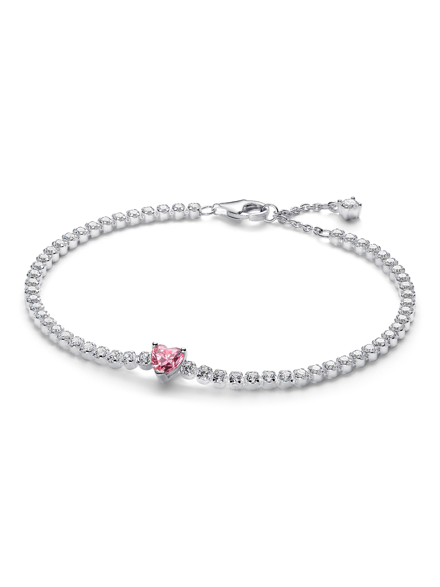 Sprankelend Roze Hart Tennisarmband