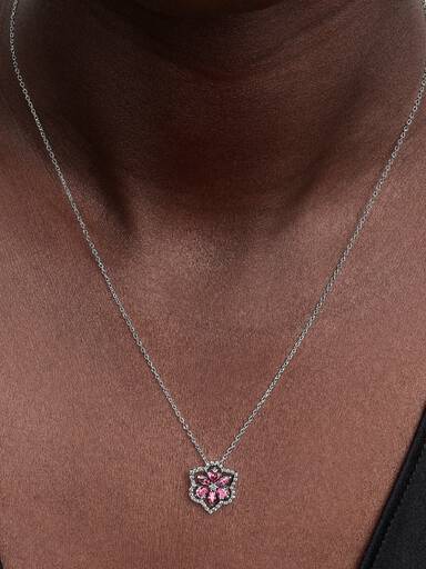 Sprankelende Roze Herbarium Bloem Ketting met Hanger