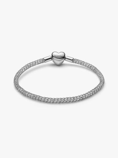 Sprankelende Mesh Armband met Hartsluiting