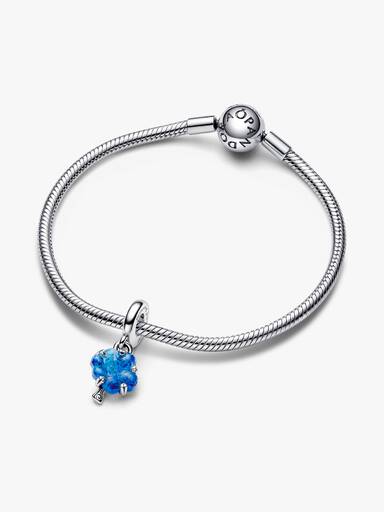 Blauwe muranoglas stamboom hangende bedel