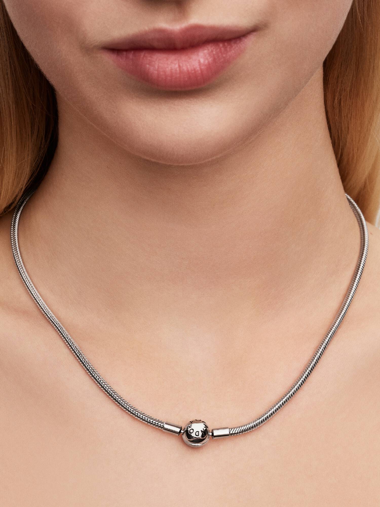 Pandora Moments Slangenketting Halsketting, Platina Verguld