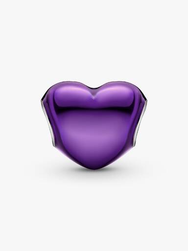 Metallic Purple Heart Charm