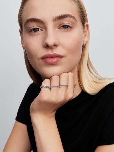 Sprankelende Aquamarijn Halve Eternity Bandring
