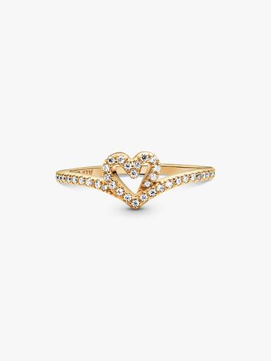 Pandora Timeless Sprankelend Hart Wishbone Ring