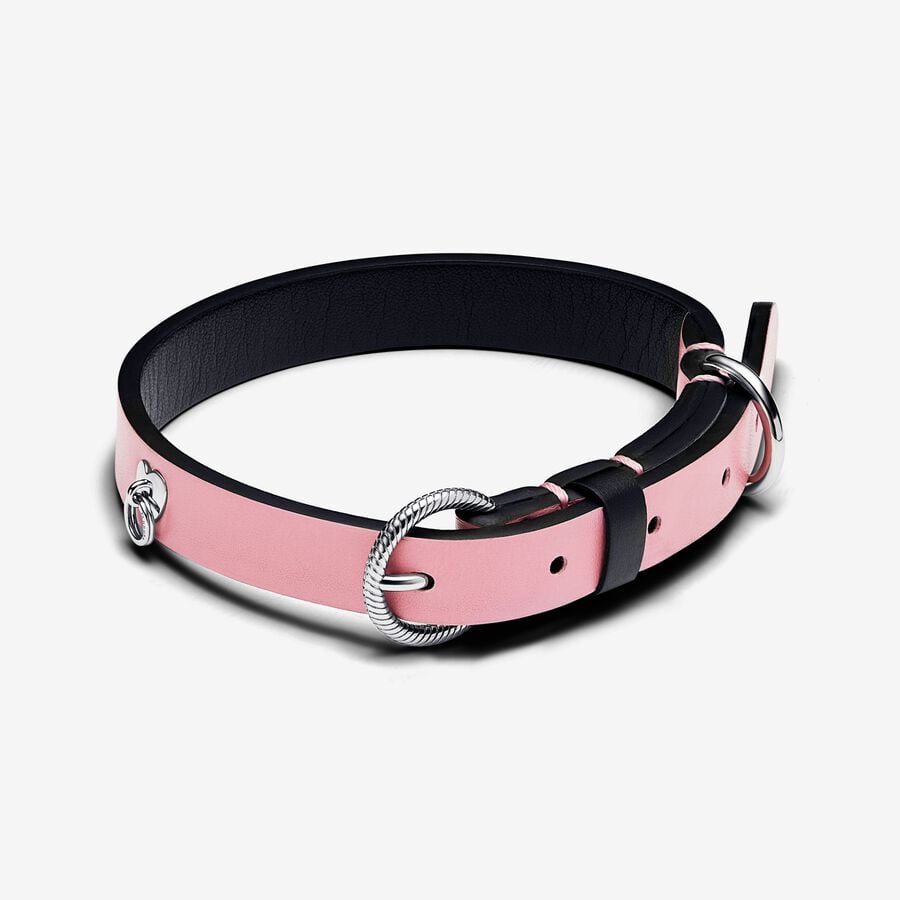Roze kunstlederen halsband voor huisdieren image number 0
