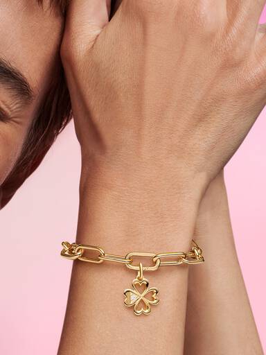 Pandora ME hart klavertjevier medaillonbedel