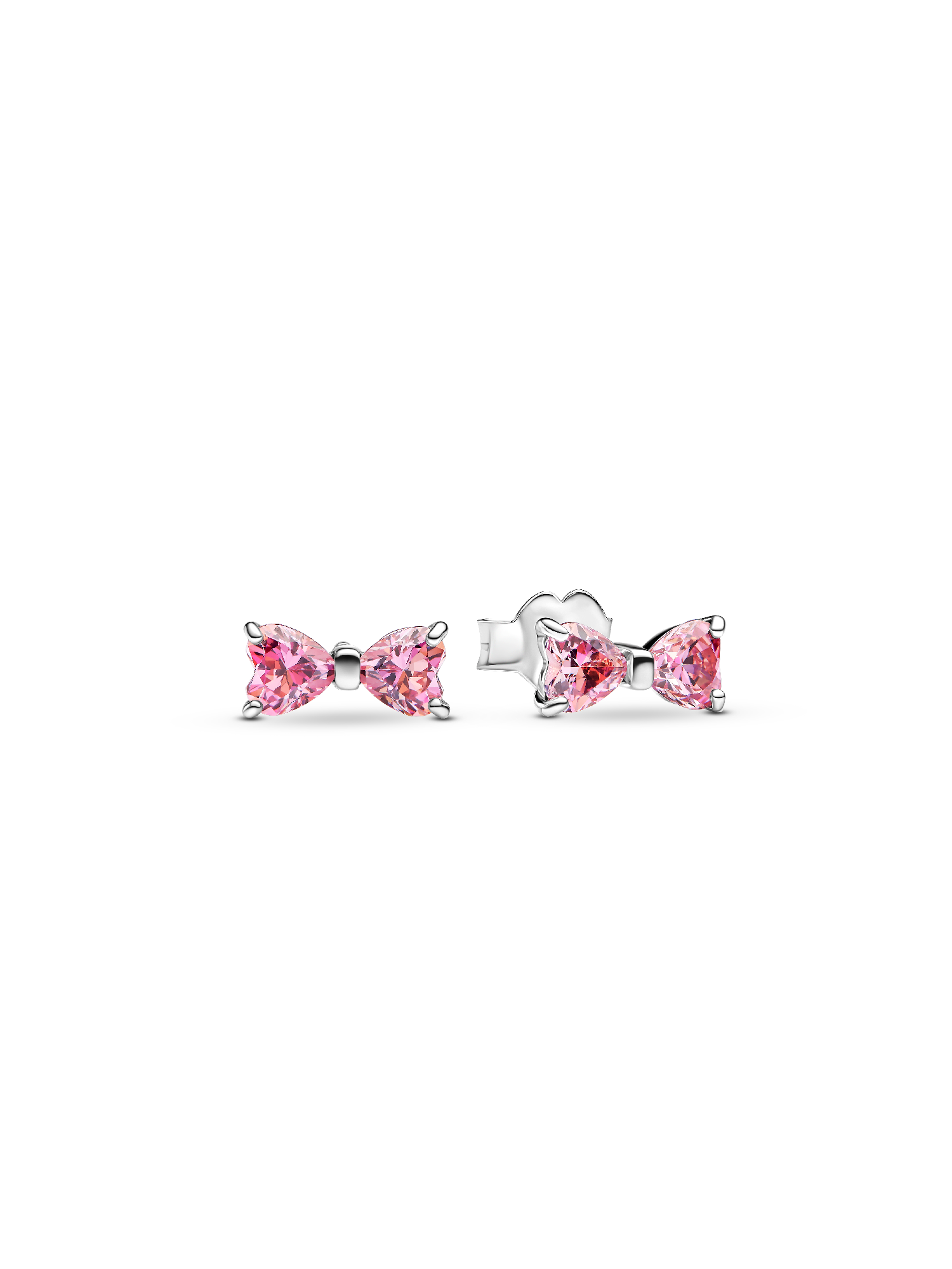 Sprankelende oorknopjes met roze strik