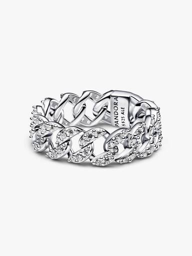 Ring met pavé en Cubaanse schakel