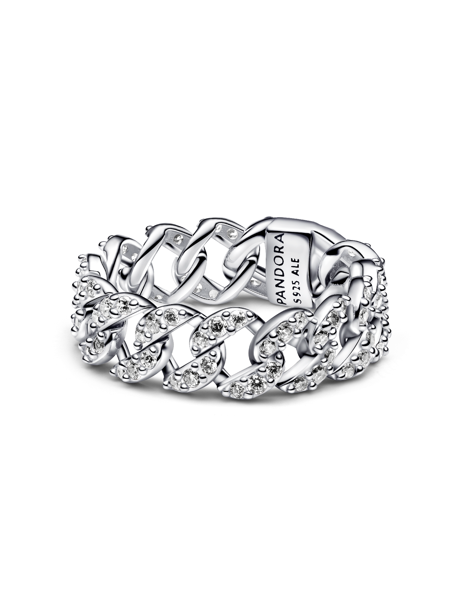 Ring met pavé en Cubaanse schakel