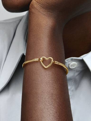 Pandora Moments snake chain-armband met hartsluiting