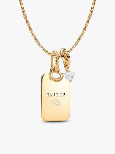 April eeuwigheid cirkel bedel hanger & graveerbare hanger ketting set