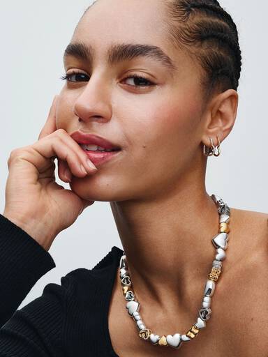 Pandora Moments snake chain-halsketting met hartsluiting