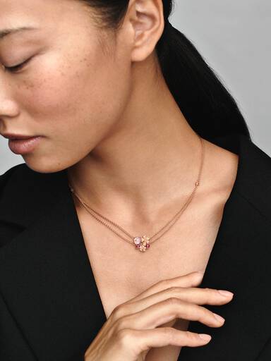 Roze Perzikbloesem Dubbele Ketting