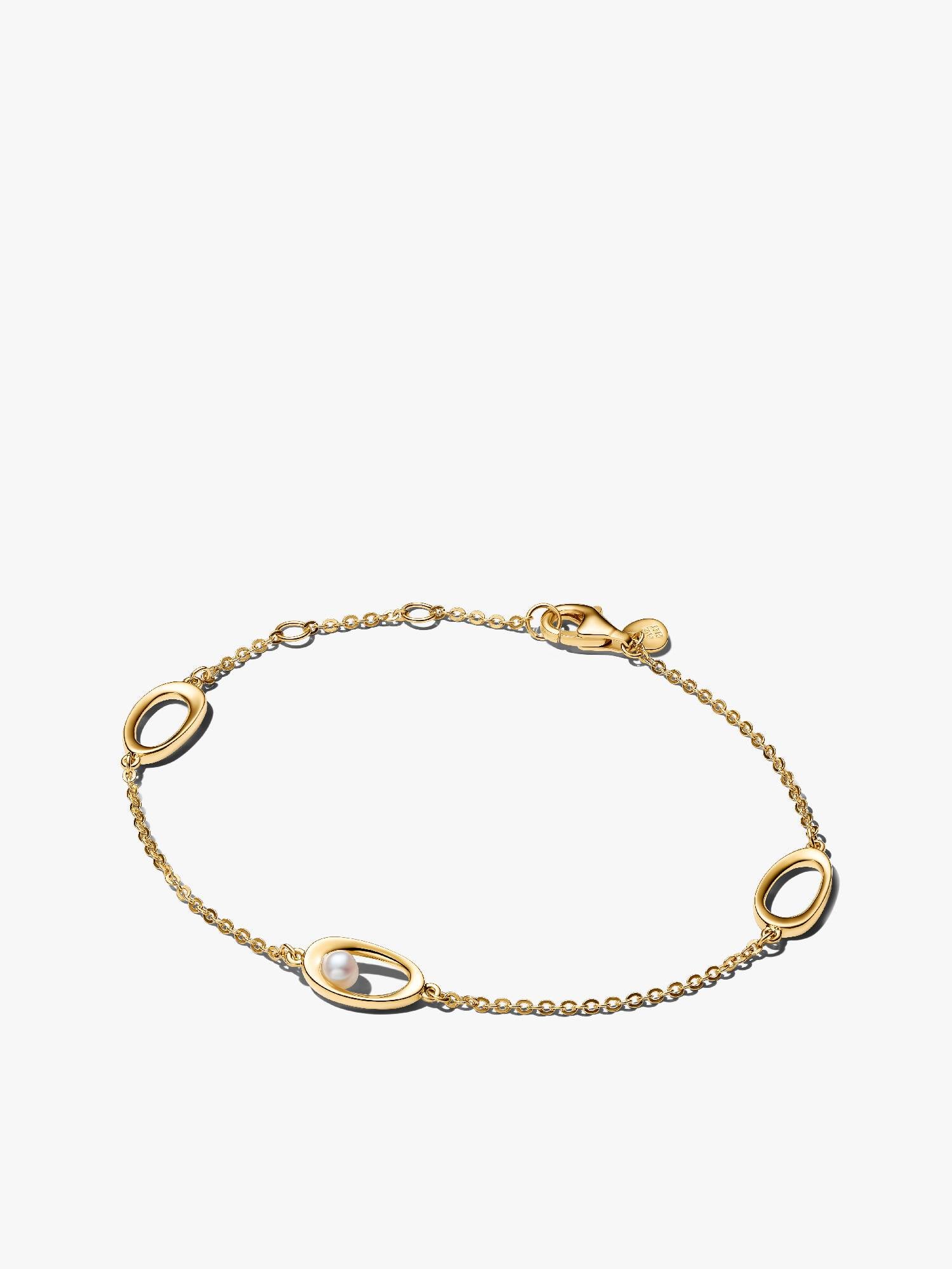 Organisch Gevormde Ovale en Behandelde Gecultiveerde Zoetwaterparel Armband