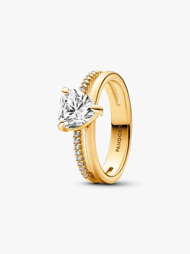 Ring met dubbele band en hart