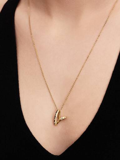 Organisch Gevormde Steengezette Hartvormige Ketting met Hanger