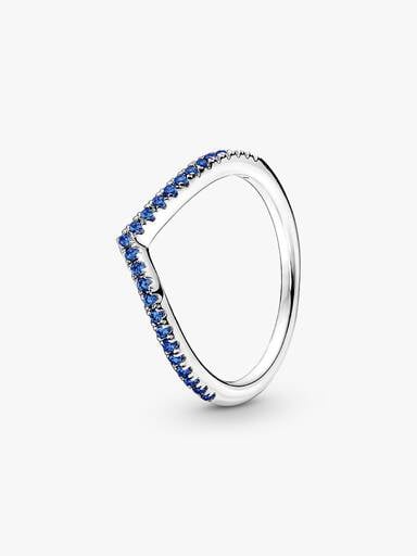 Pandora Timeless Sprankelend Blauwe Wishbone Ring
