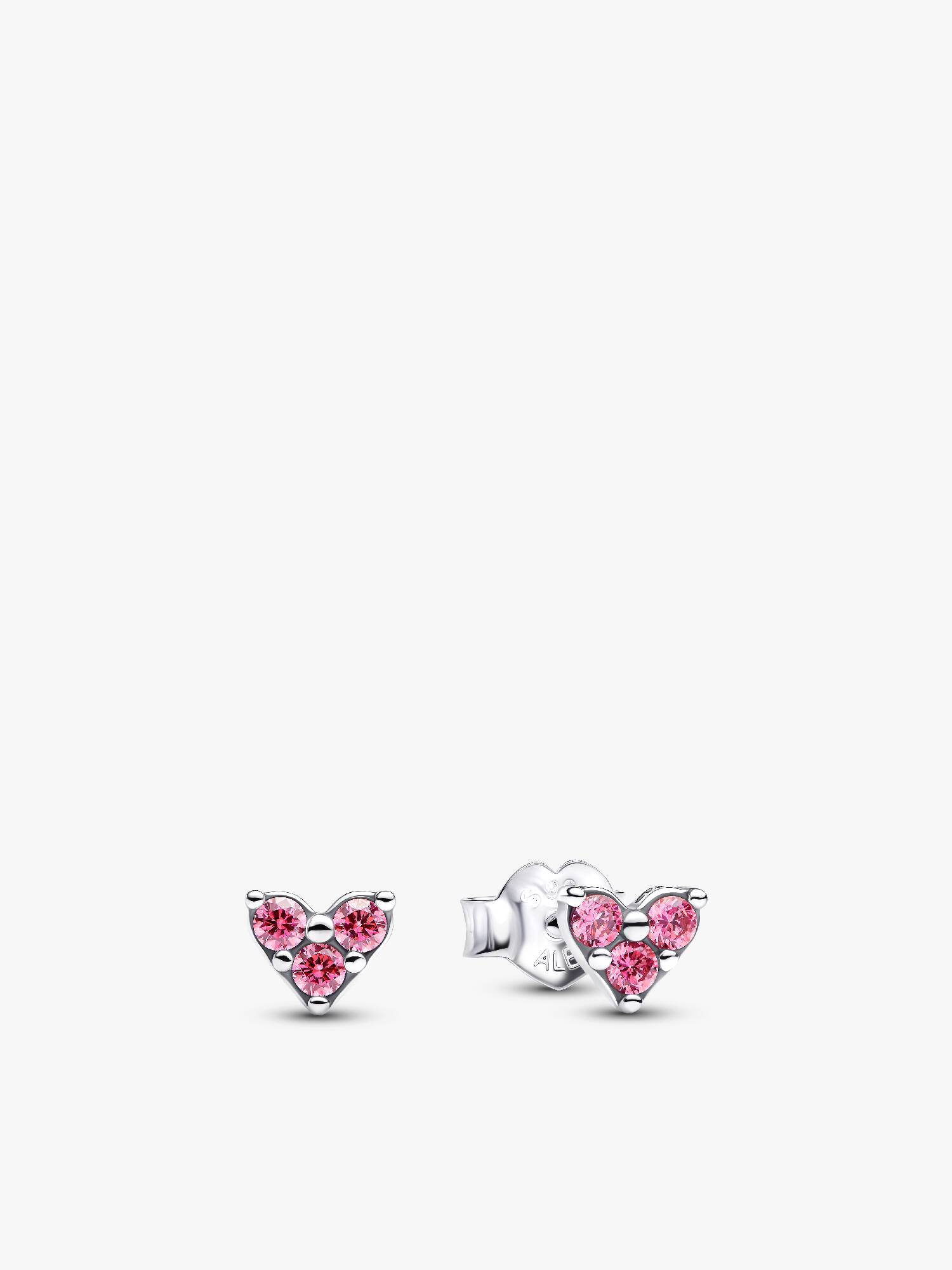 Driedubbele Roze Steen Hart Oorknopjes